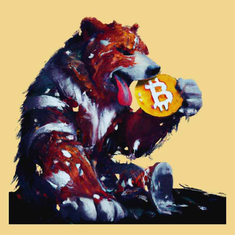 Capitalist bear eats Bitcoin cryptocurrency
