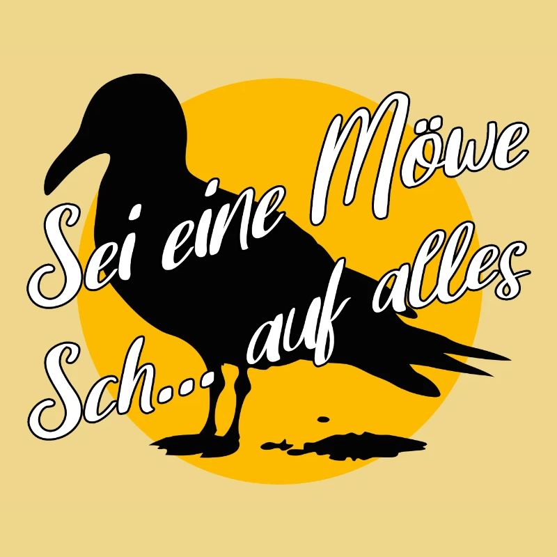 Sei eine Möwe scheiss auf alles. Möwensilhouette