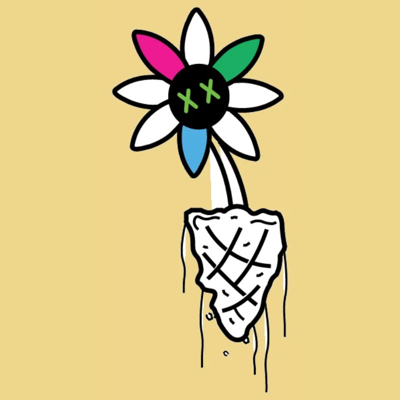 Illustration de crâne de fleur vive
