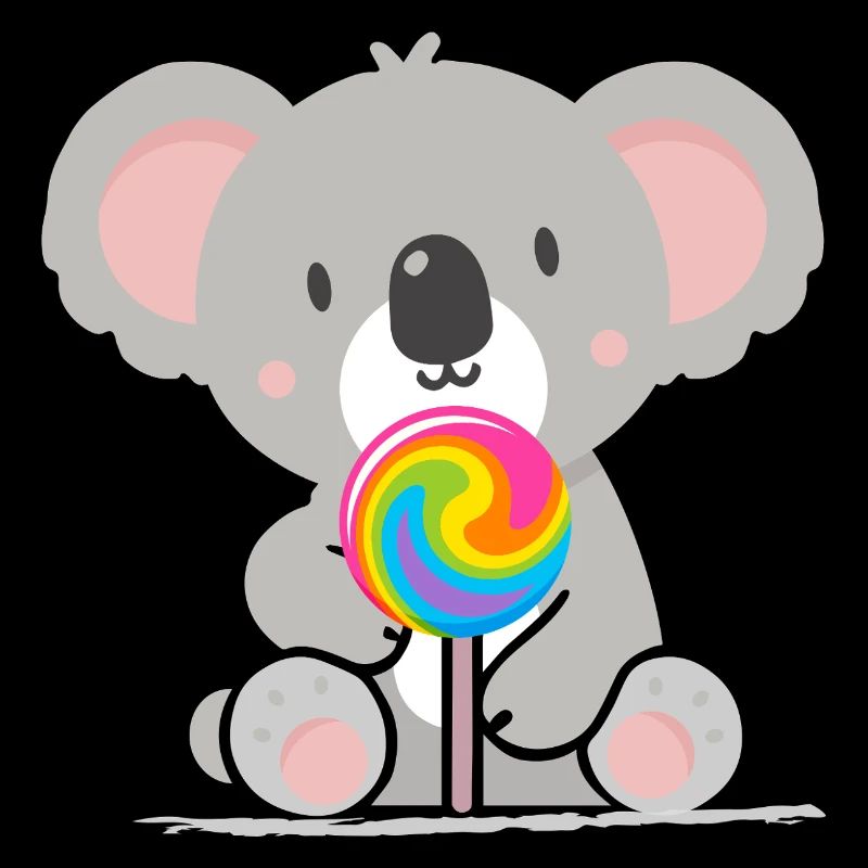 Koala mignon avec une sucette colorée