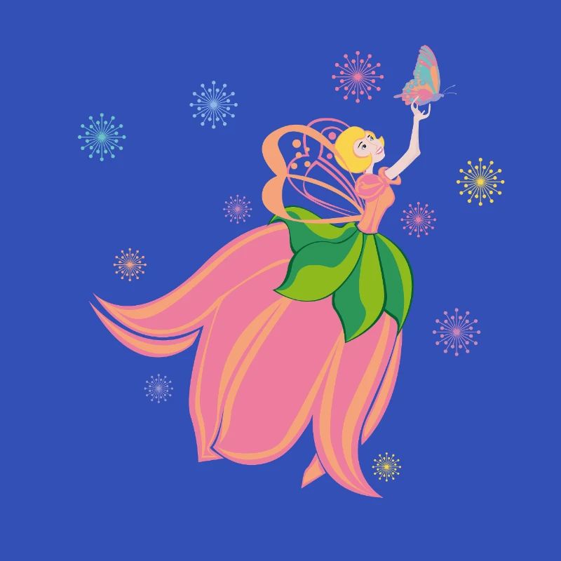 Fabuleuse fée des fleurs avec papillon