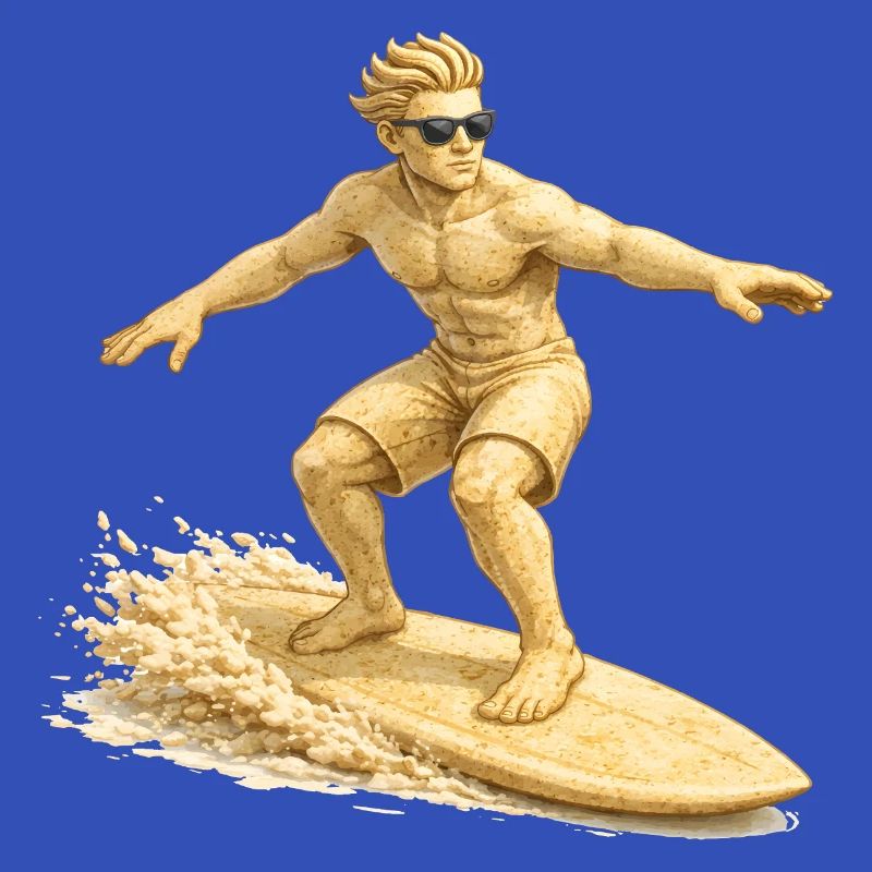 Surfeur de sable sur la planche de surf