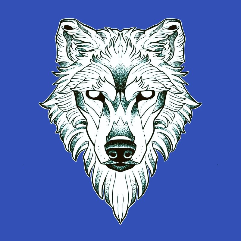 Symmetrical wolf dotwork
