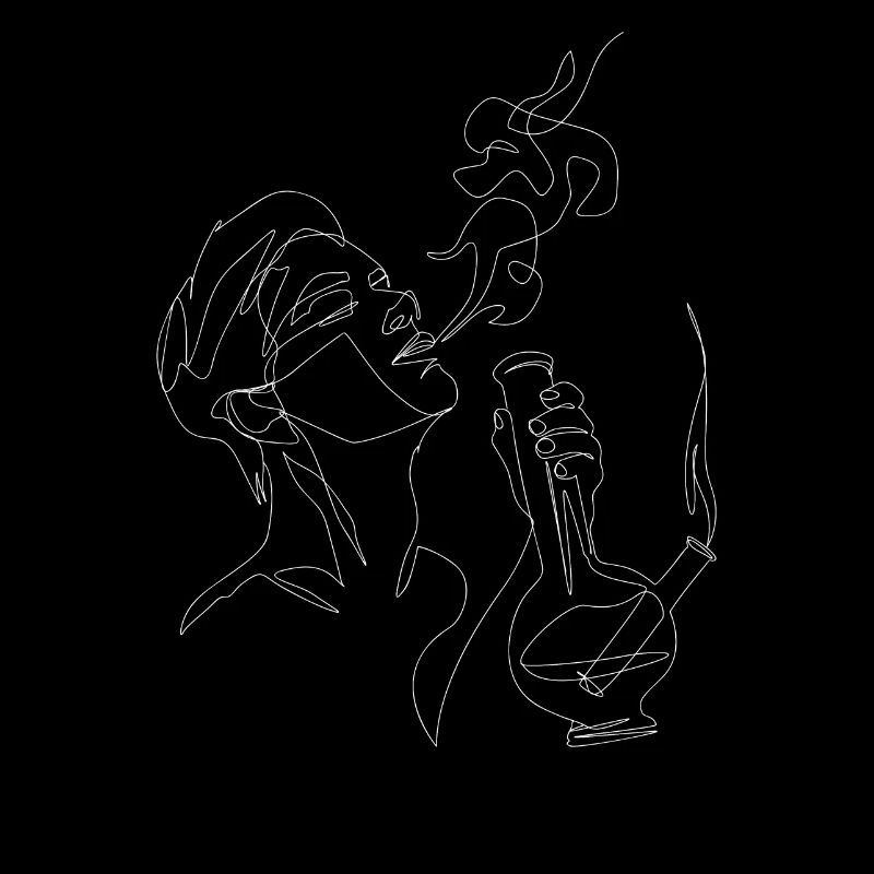 Smoke bong lineart white