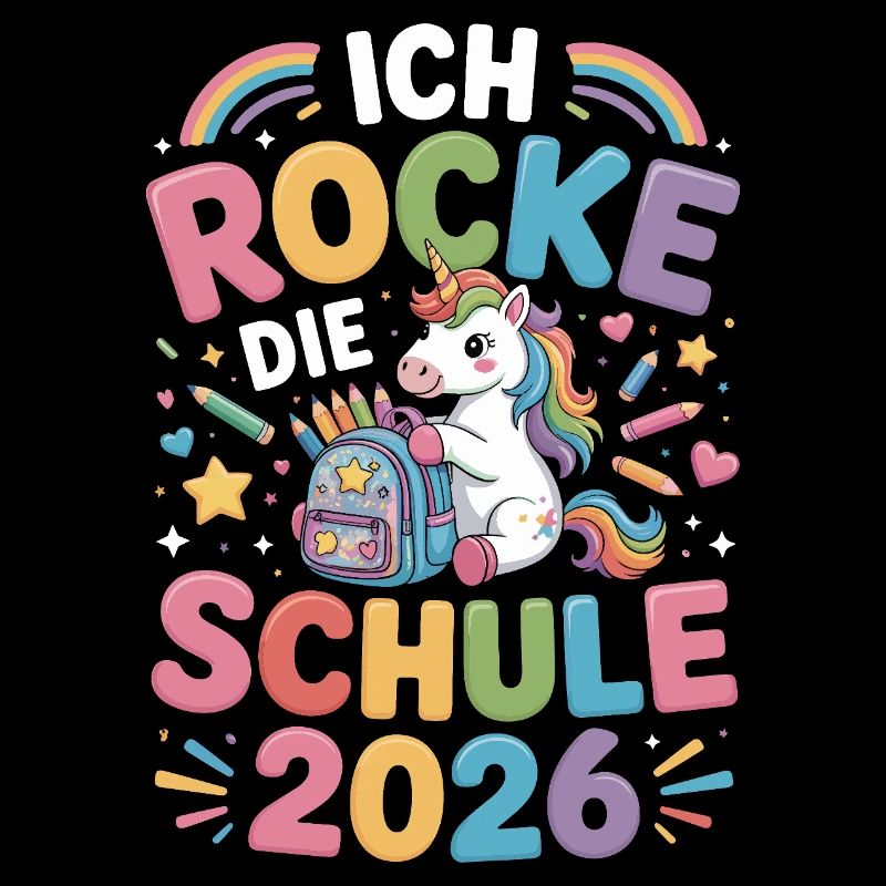  Ich Rocke Die Schule 2026 Einhorn Einschulung