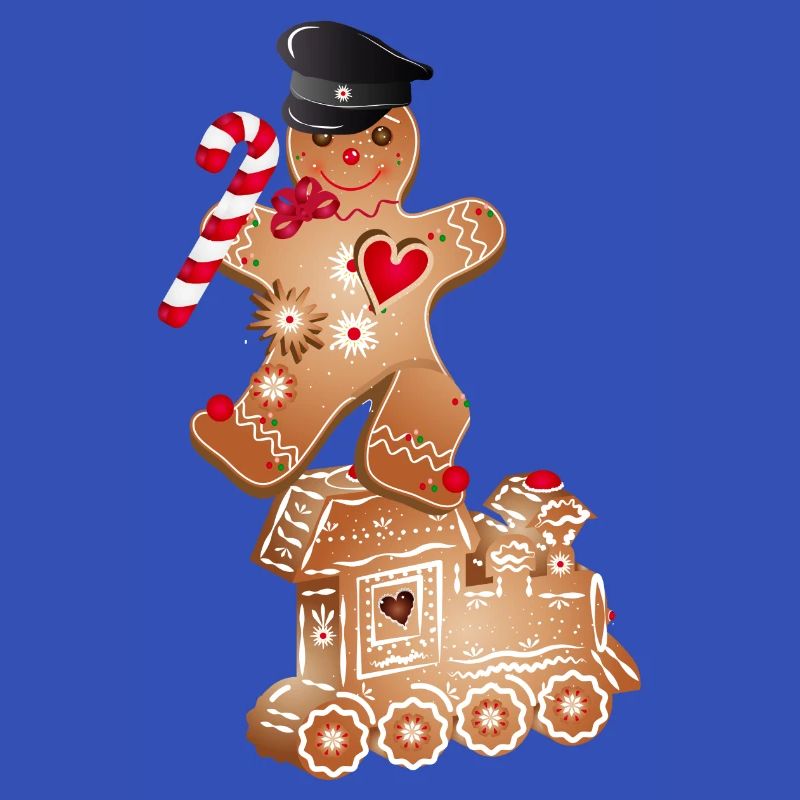 Gingerbread man as engine driver on the gingerbread locomotive