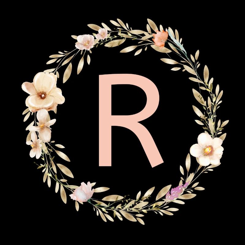 Personalisierbar Monogramm R Blumenkranz Boho