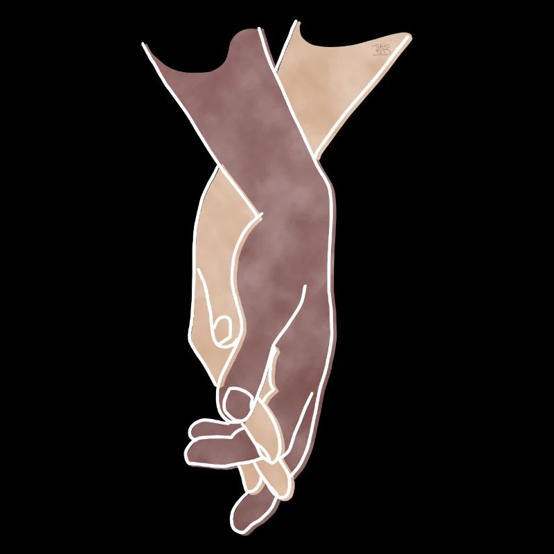 "Getting Close", Boho Line Art Design, Series Hands
