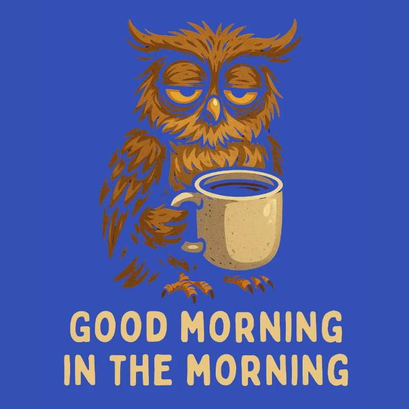 Schlafmütze Eule mit Kaffee