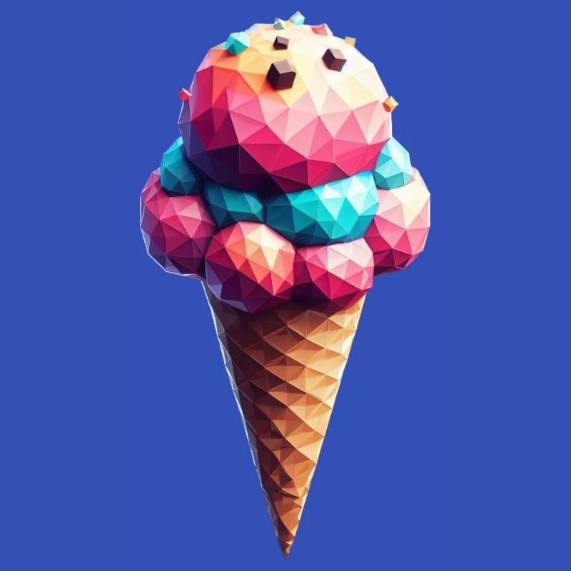Eine leckere Eiswaffel im Polygon-Stil