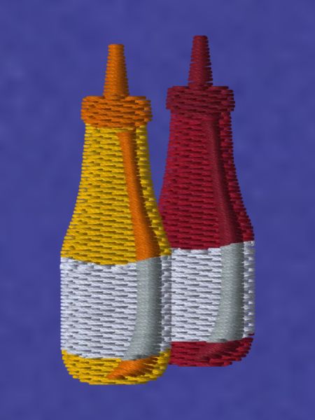 Ketchup und Senf bestickt