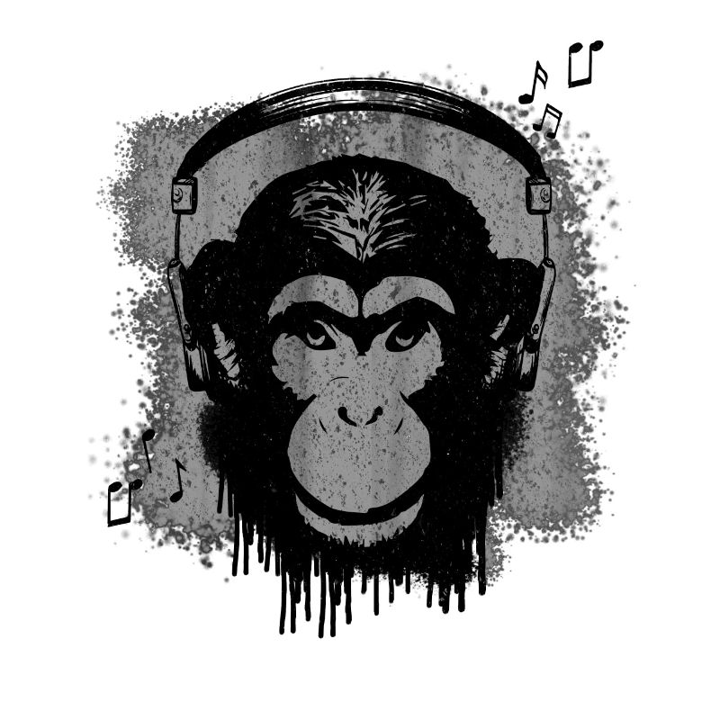 Affe mit Kopfhörer / Musik