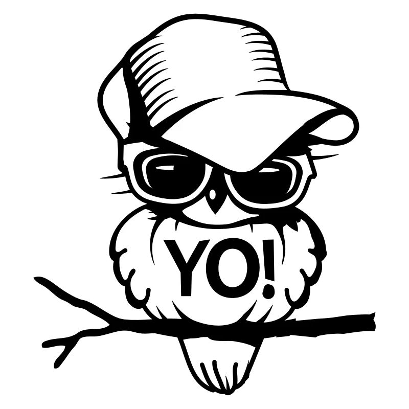 Vogel mit Brille und Baseballcap
