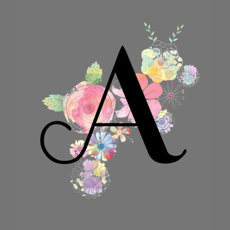 Monogramm Buchstabe A mit Pastellblüten