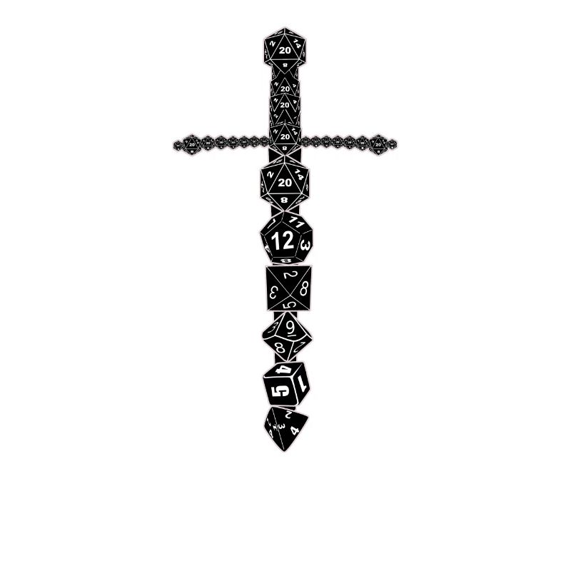 RPG D20 Cube Dice Dice Magic Sword Black
