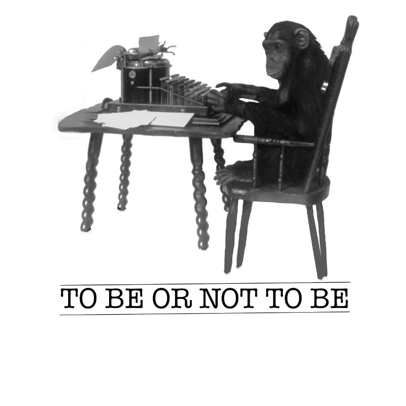 Chimpanzee monkey writes Hamlet typewriter