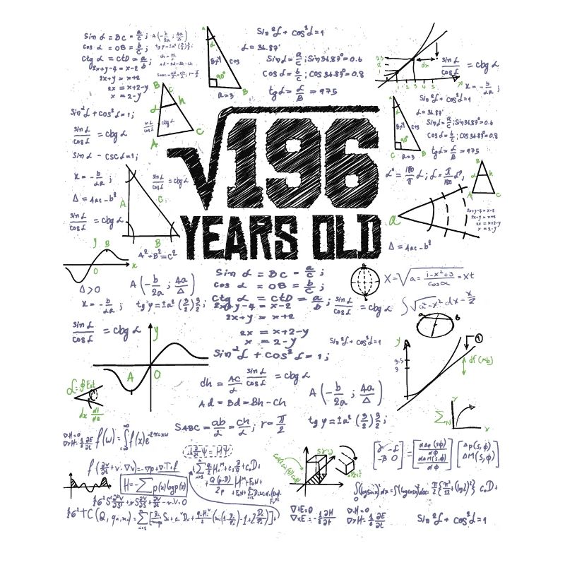 Square Root of 196 Math Nerd 13th Birthday