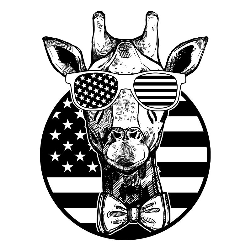 Giraffe American Flag Giraffe US Flag Giraffe