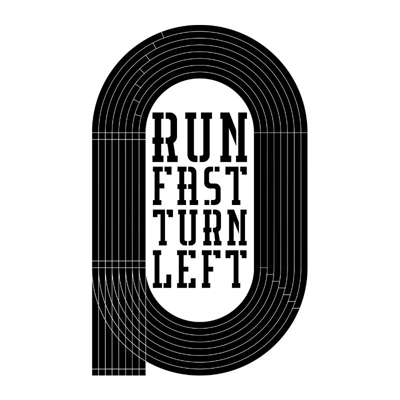 Run Fast Turn Left Retro Triathlon Race Sprinter