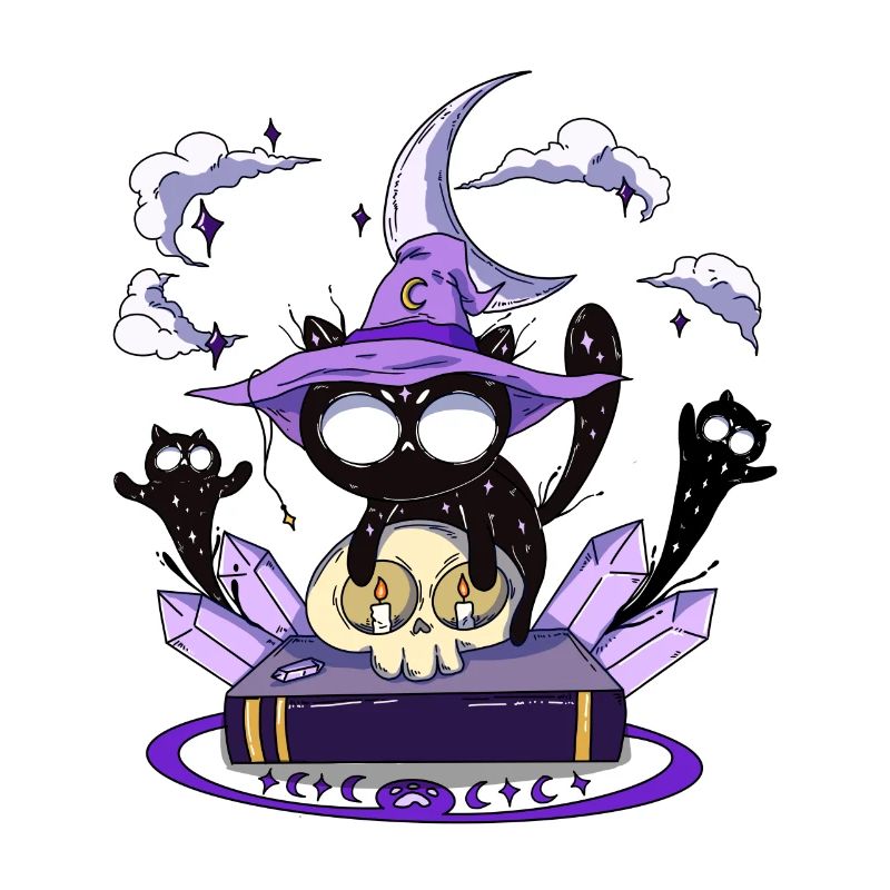 Magic Cat Ghosts Summoning Cats Magic Book