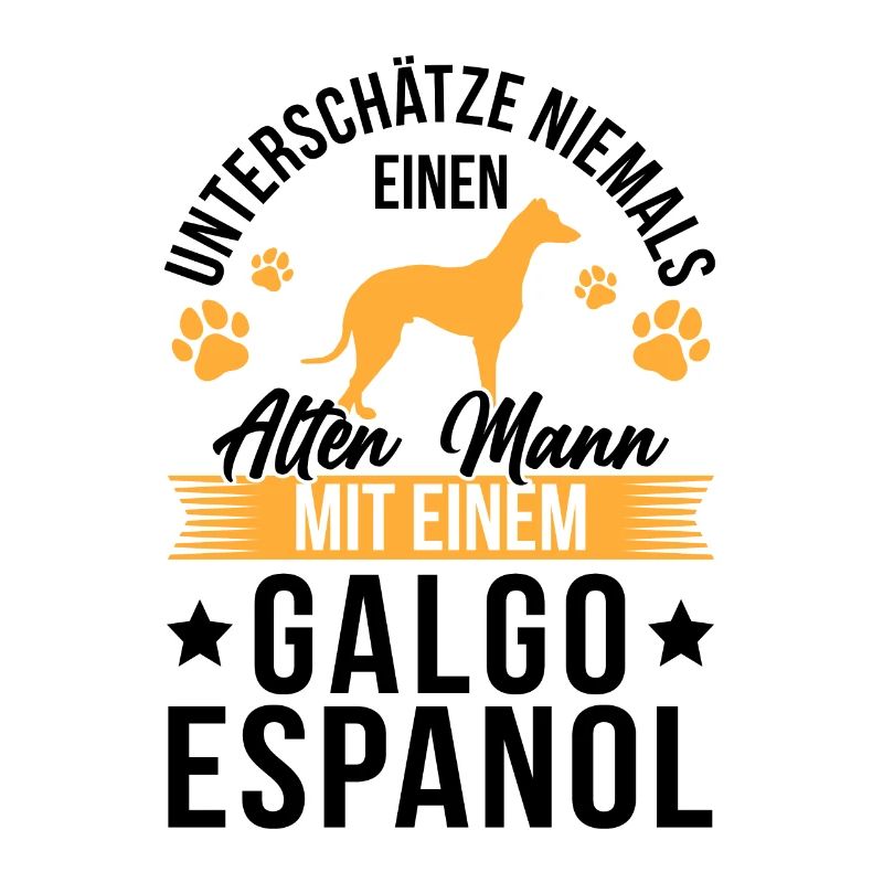 Alter Mann mit Galgo Espanol Spanischer Windhund