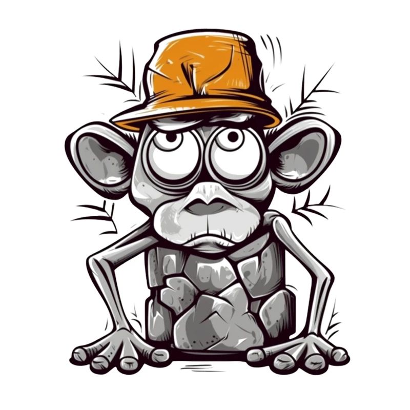 Humorous monkey with cap illustration