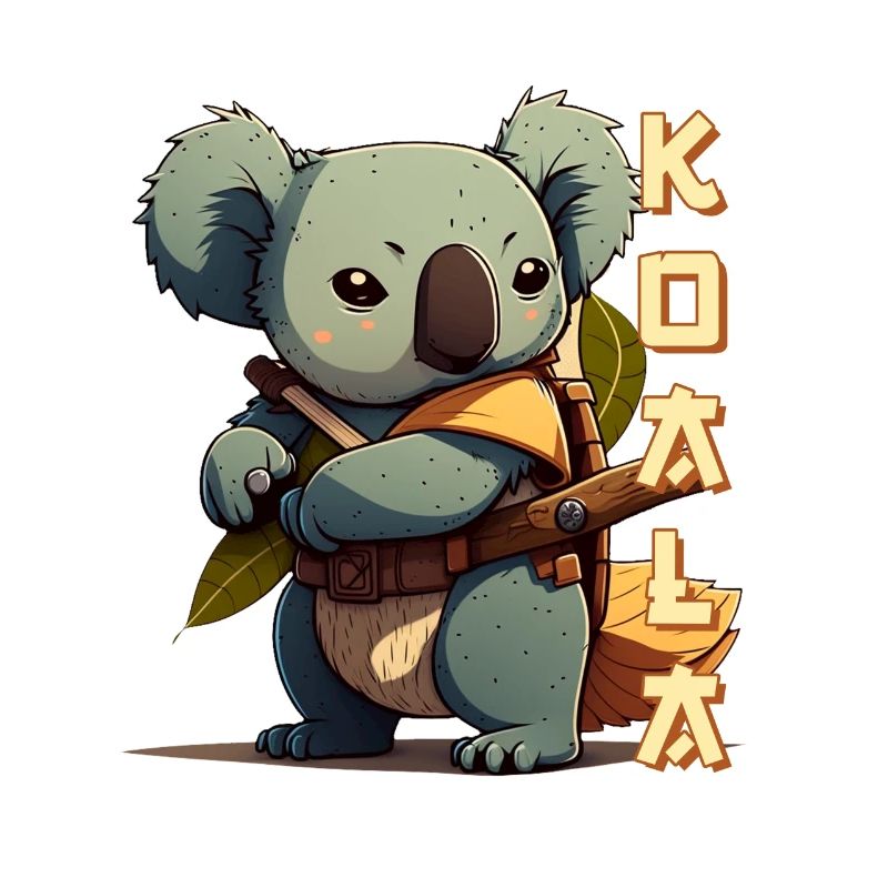Samouraï Koala avec lettrage