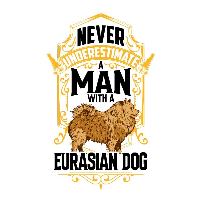 Mann mit Eurasier Eurasian Spitz