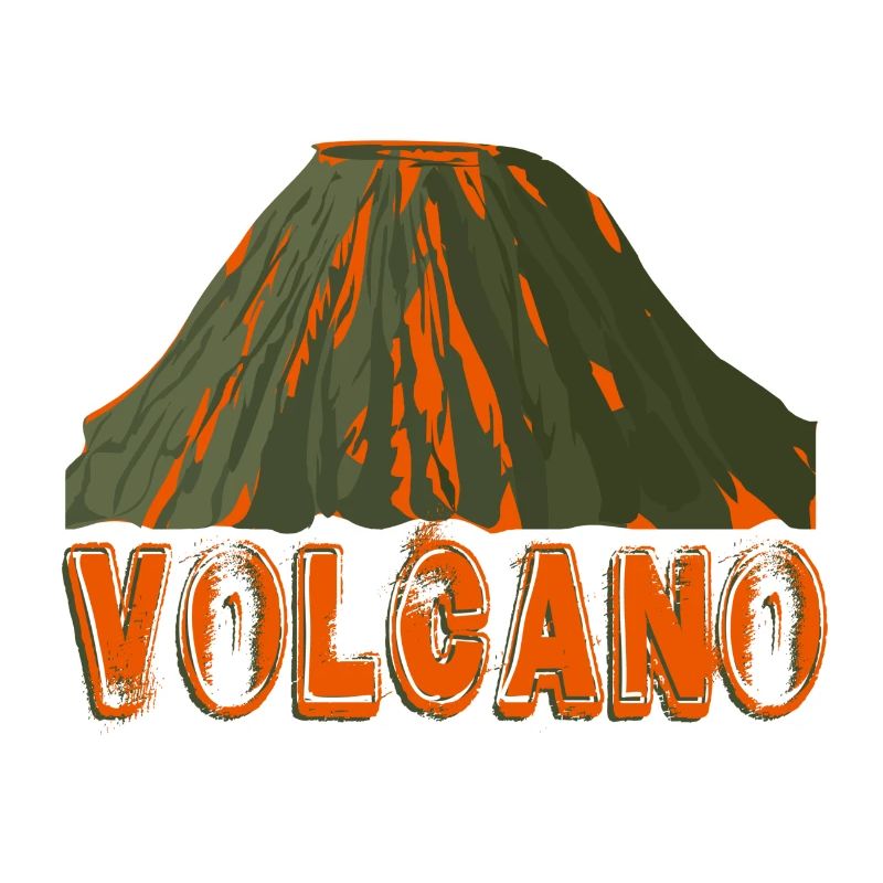 volcano with font
