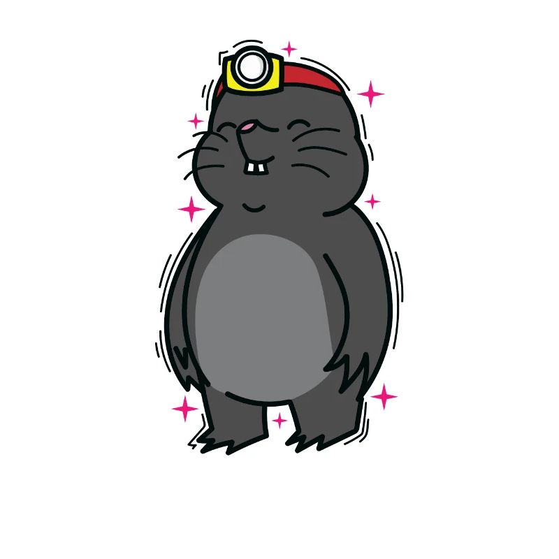 Mole with headlamp animal mound
