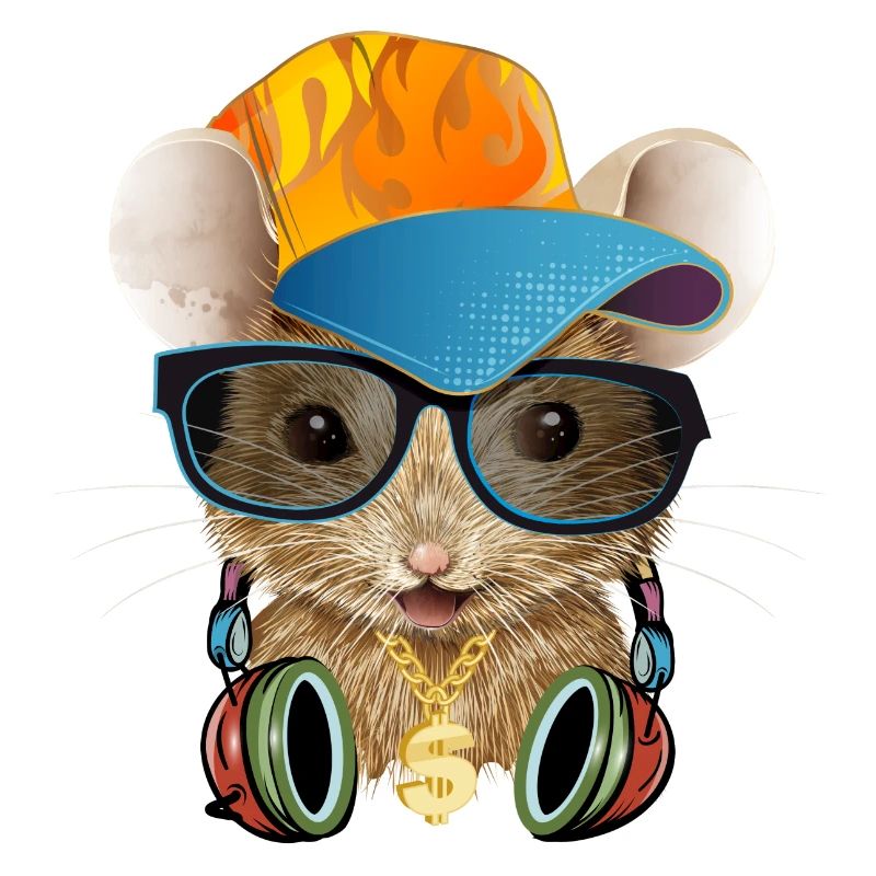 coole Maus mit Basecap,Sonnenbrille und Kopfhörer