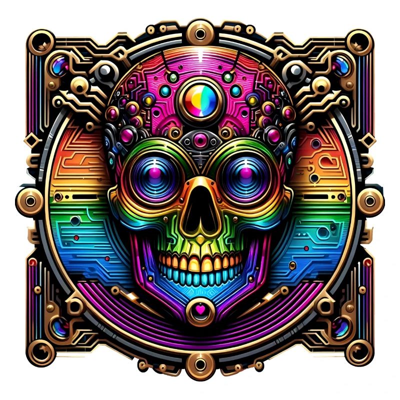 Conception de crâne arc-en-ciel cyberpunk