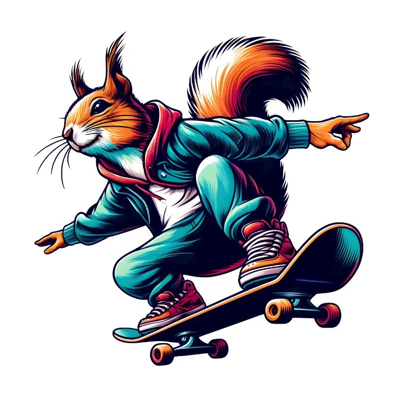 Cool squirrel on a skateboard