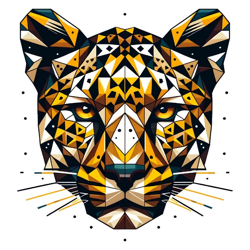 Geometric Leopard Head Polygons Motif