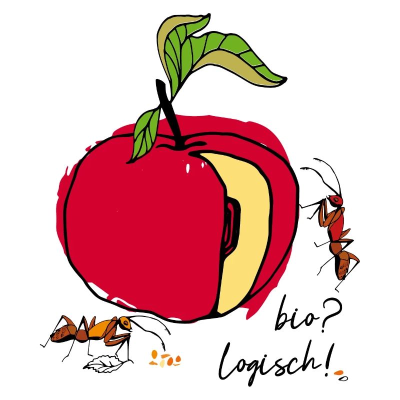 Organic, apple with ants
