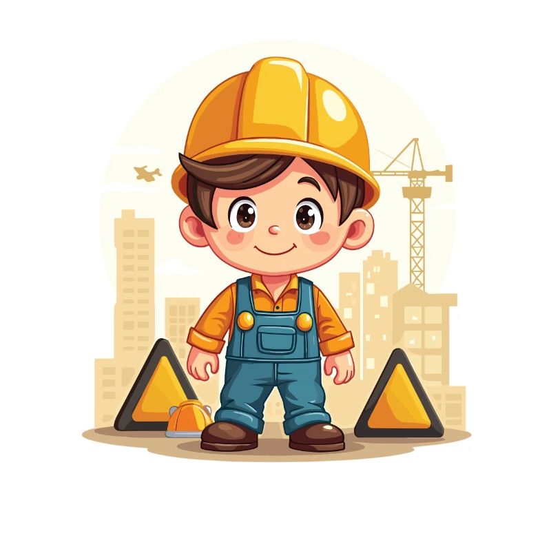 Construction Worker Design – Cute Motif for Kids