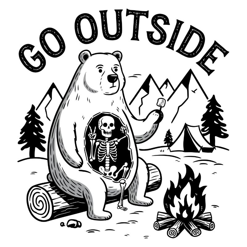Bear Skeleton Campfire Graphic