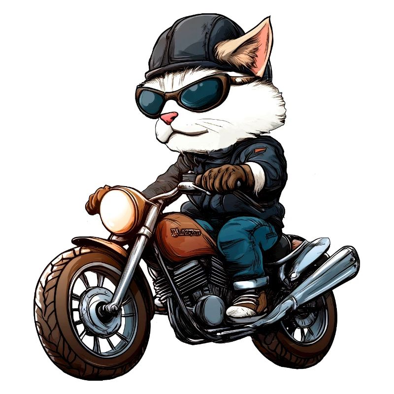 Motorradfahrer Katze
