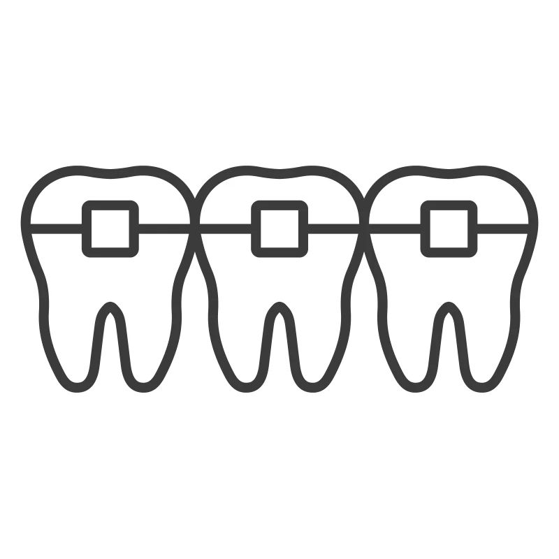 Braces Line Icon – Orthodontic Teeth Alignment Sym