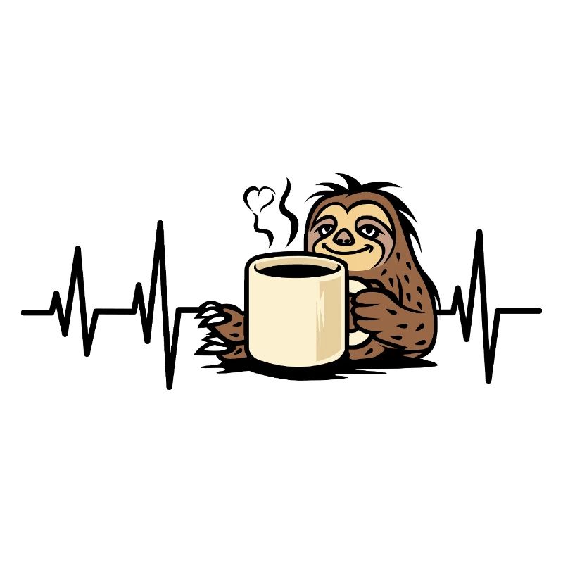 Cozy sloth with coffee cup