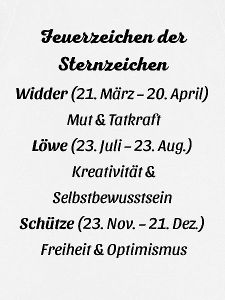 Feuerzeichen der Sternzeichen