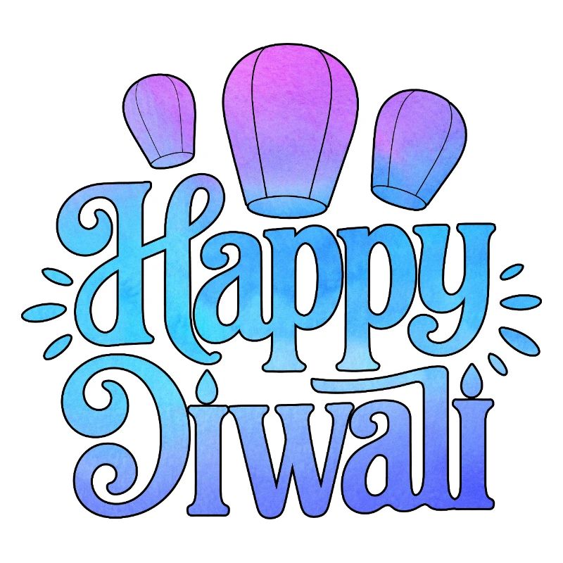Happy Diwali Lanterns Gradient