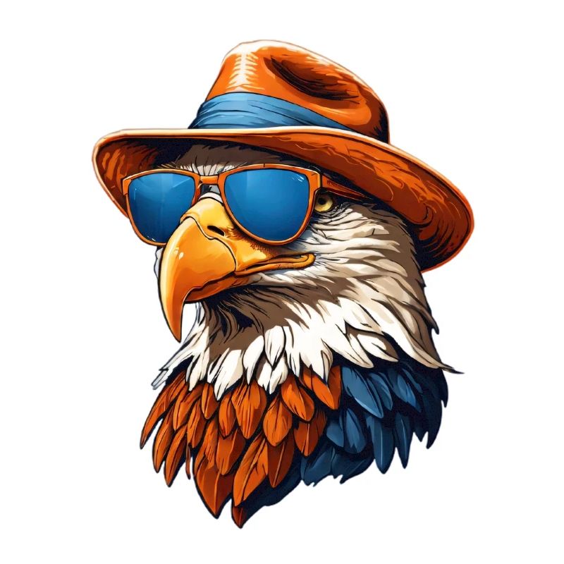 Eagle with hat and sunglasses
