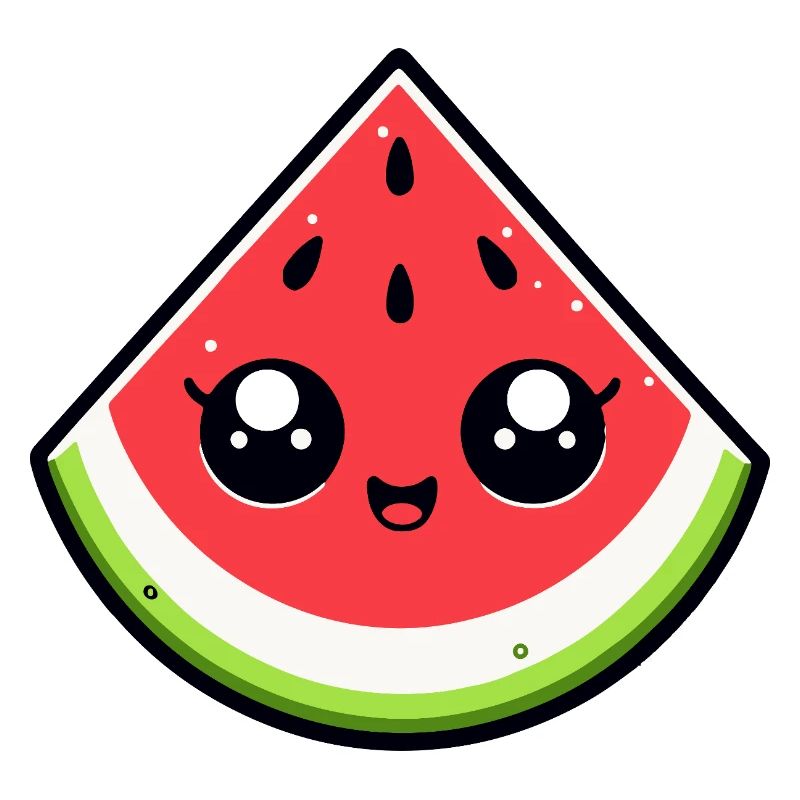 Pastèque kawaii sourire éclatant