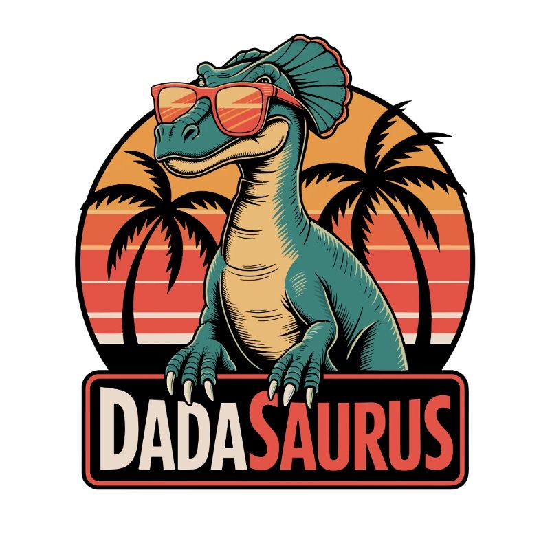 Dadasaurus Cool Dinosaur Retro Palm Trees