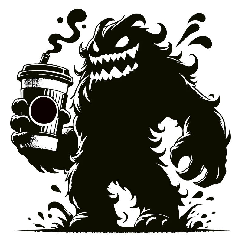 Funny Coffee Monster Comic Design