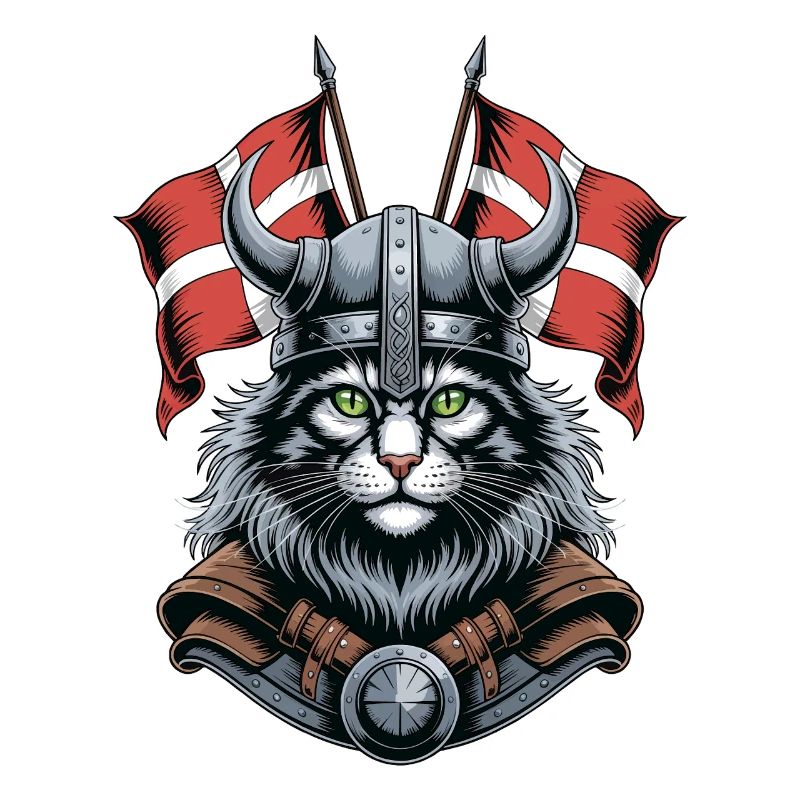 Wikingerkatze mit Helm