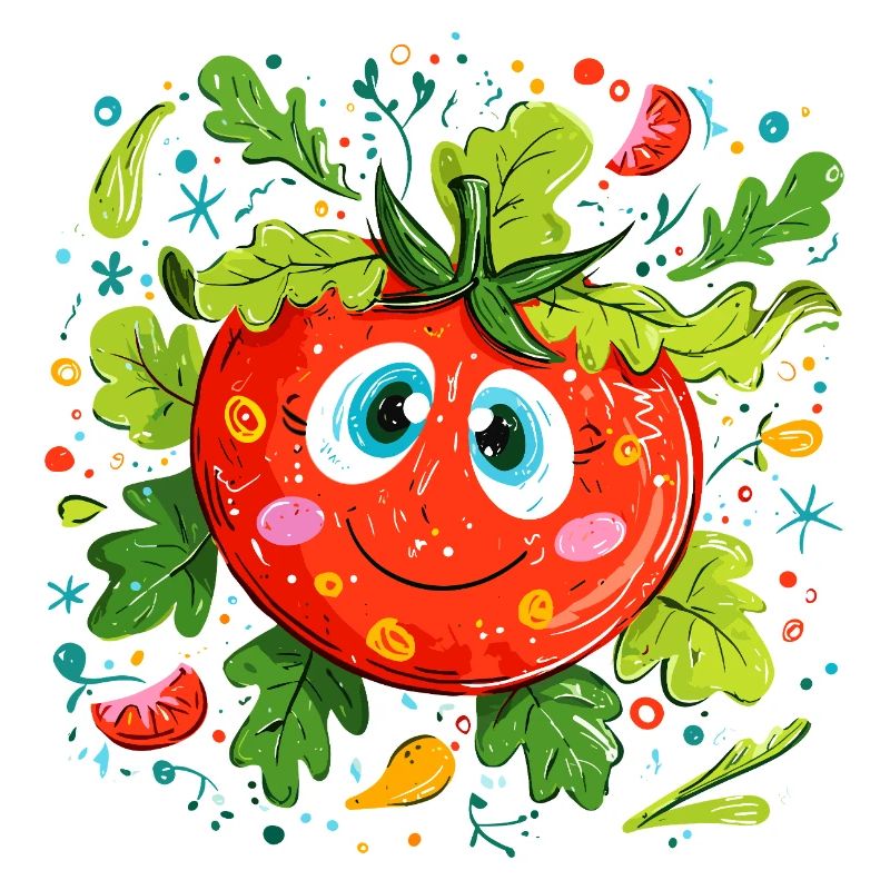 Tomate joyeuse à motif vert