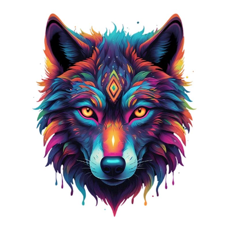 Neon-Wolf Kernmotiv Farbexplosion