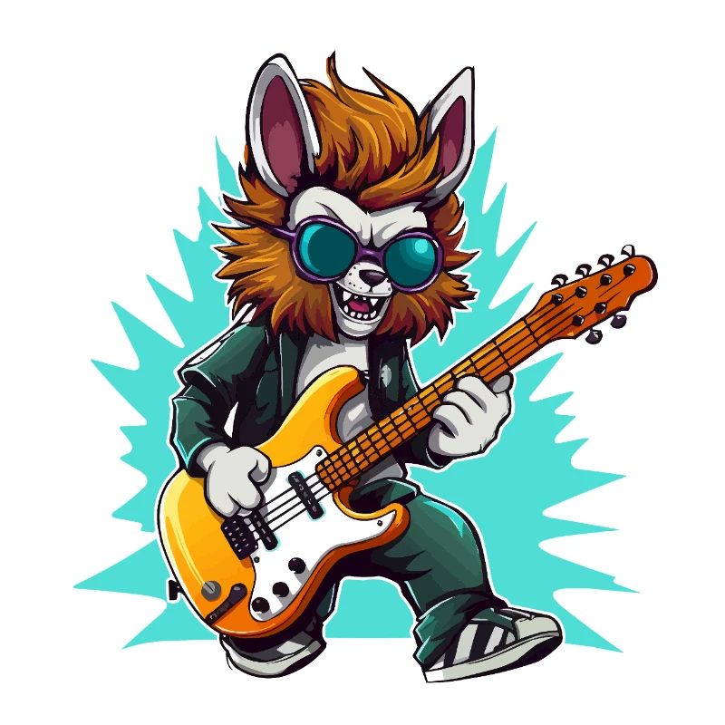 Gitarrowl Rockwolf avec des lunettes de soleil